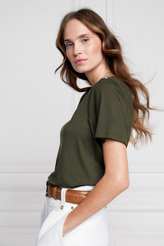 Relax Fit Vee Neck Tee - Khaki