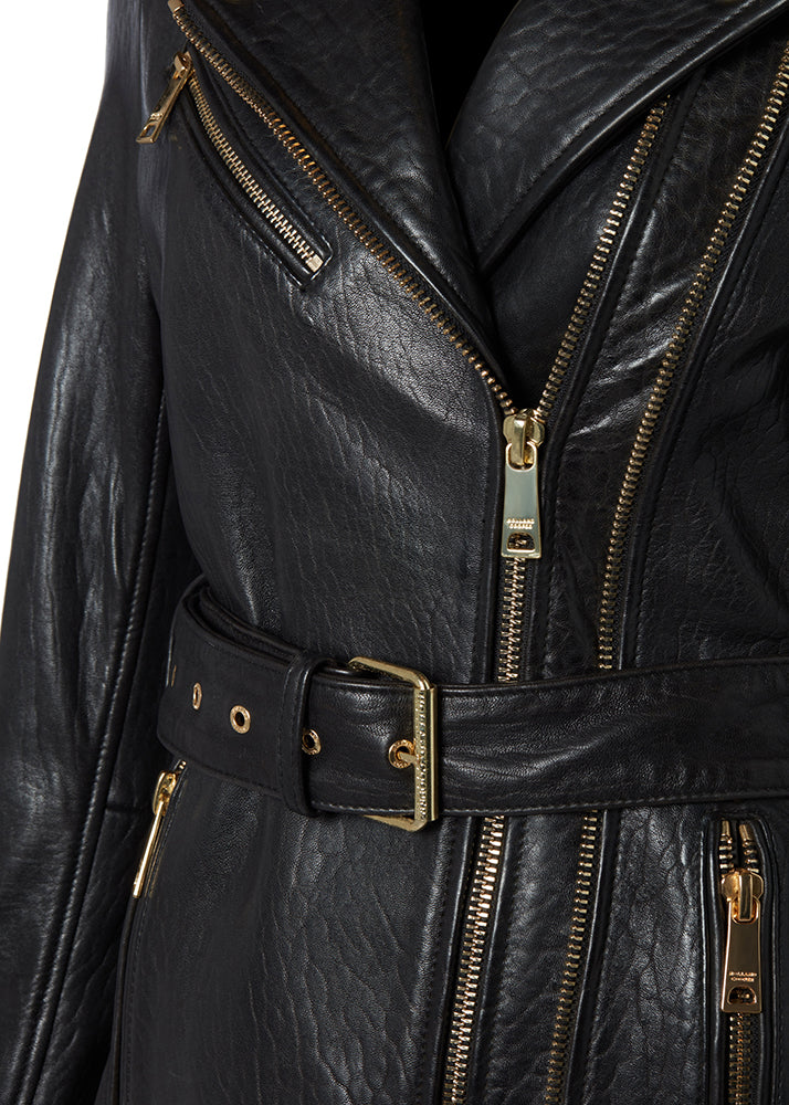 Longline Biker Jacket - Black