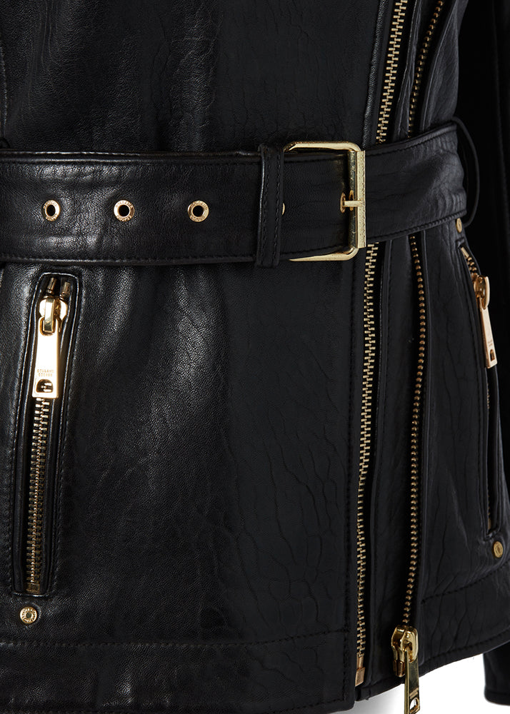 Longline Biker Jacket - Black
