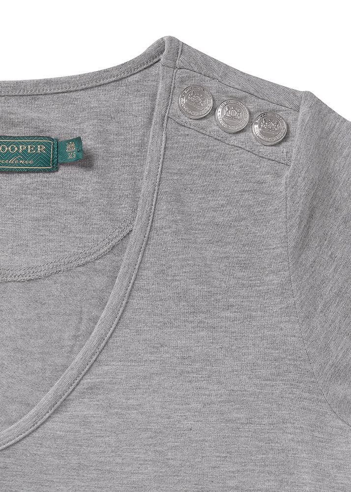 Relax Fit Vee Neck Tee - Grey Marl