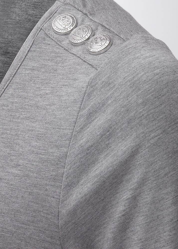 Relax Fit Vee Neck Tee - Grey Marl