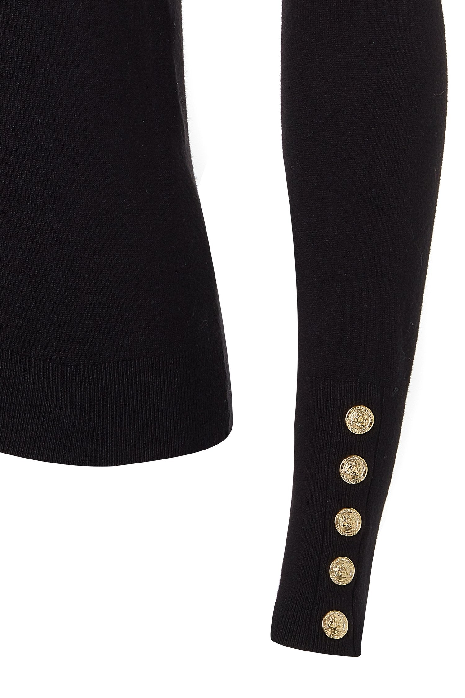 Buttoned Knit Crew Neck - Black