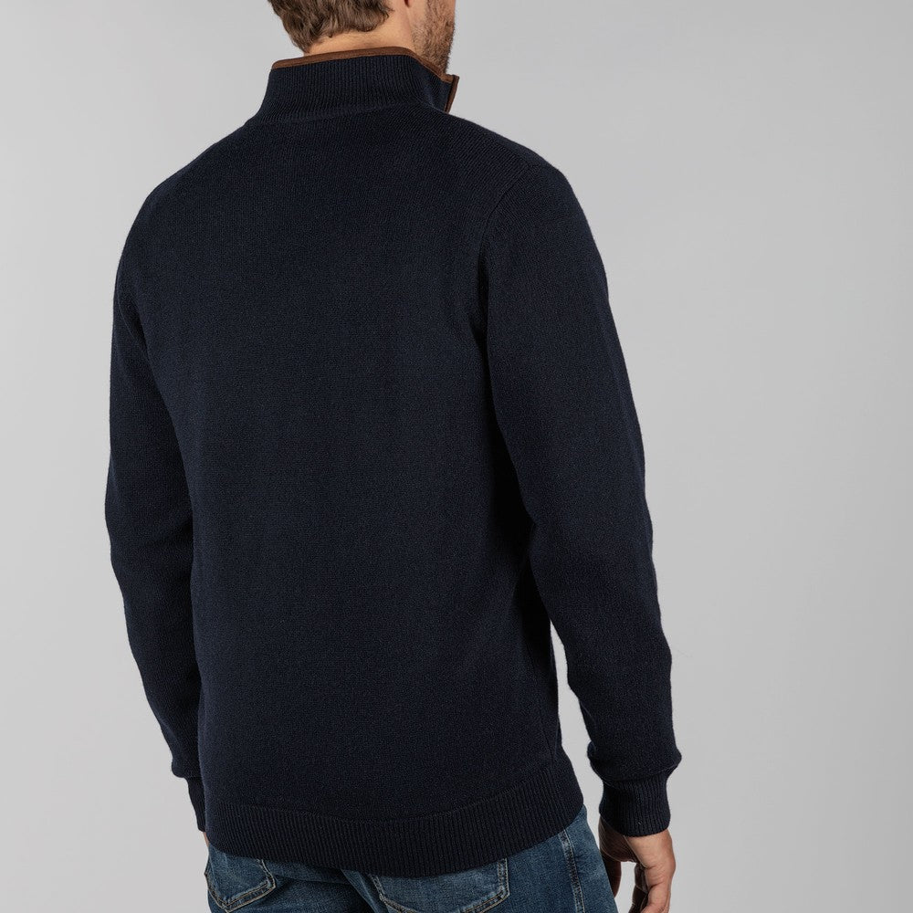 Lambswool Aerobloc 1/4 Zip Jumper - Navy