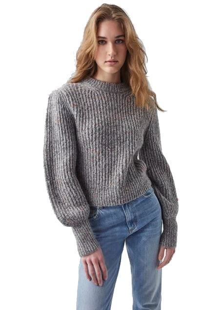 Natalya Ribbed Long-Sleeved Jumper - Grey Multi