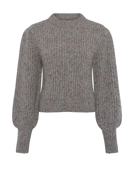 Natalya Ribbed Long-Sleeved Jumper - Grey Multi