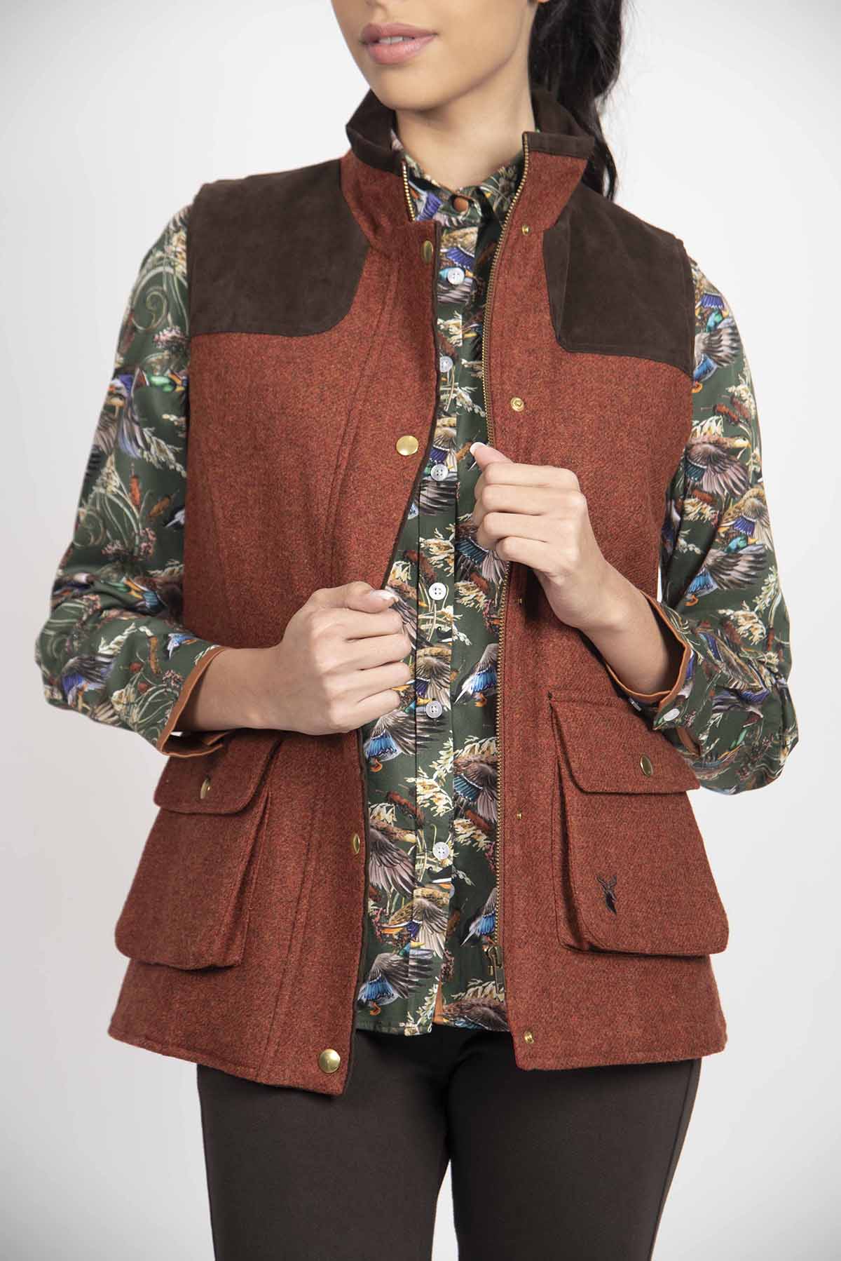 Ava Tweed Waistcoat - Plain Rust