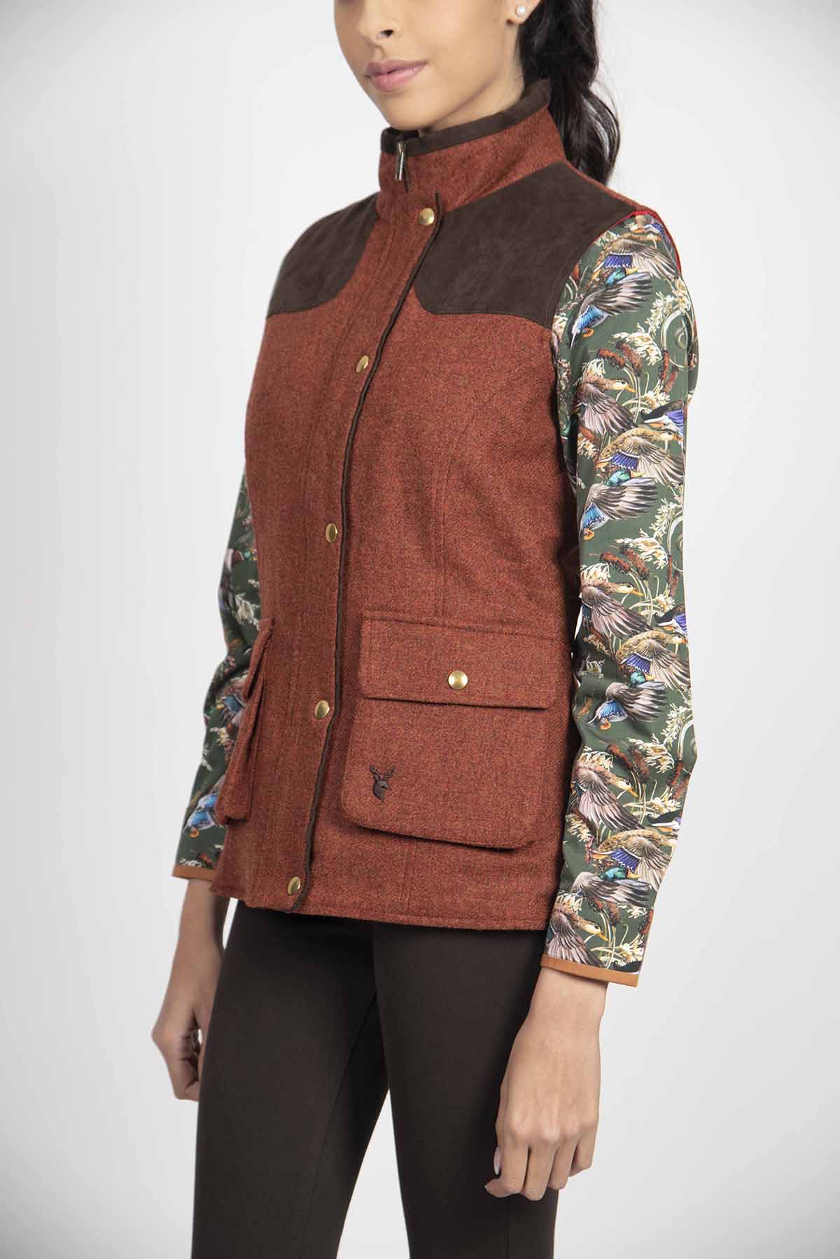 Ava Tweed Waistcoat - Plain Rust