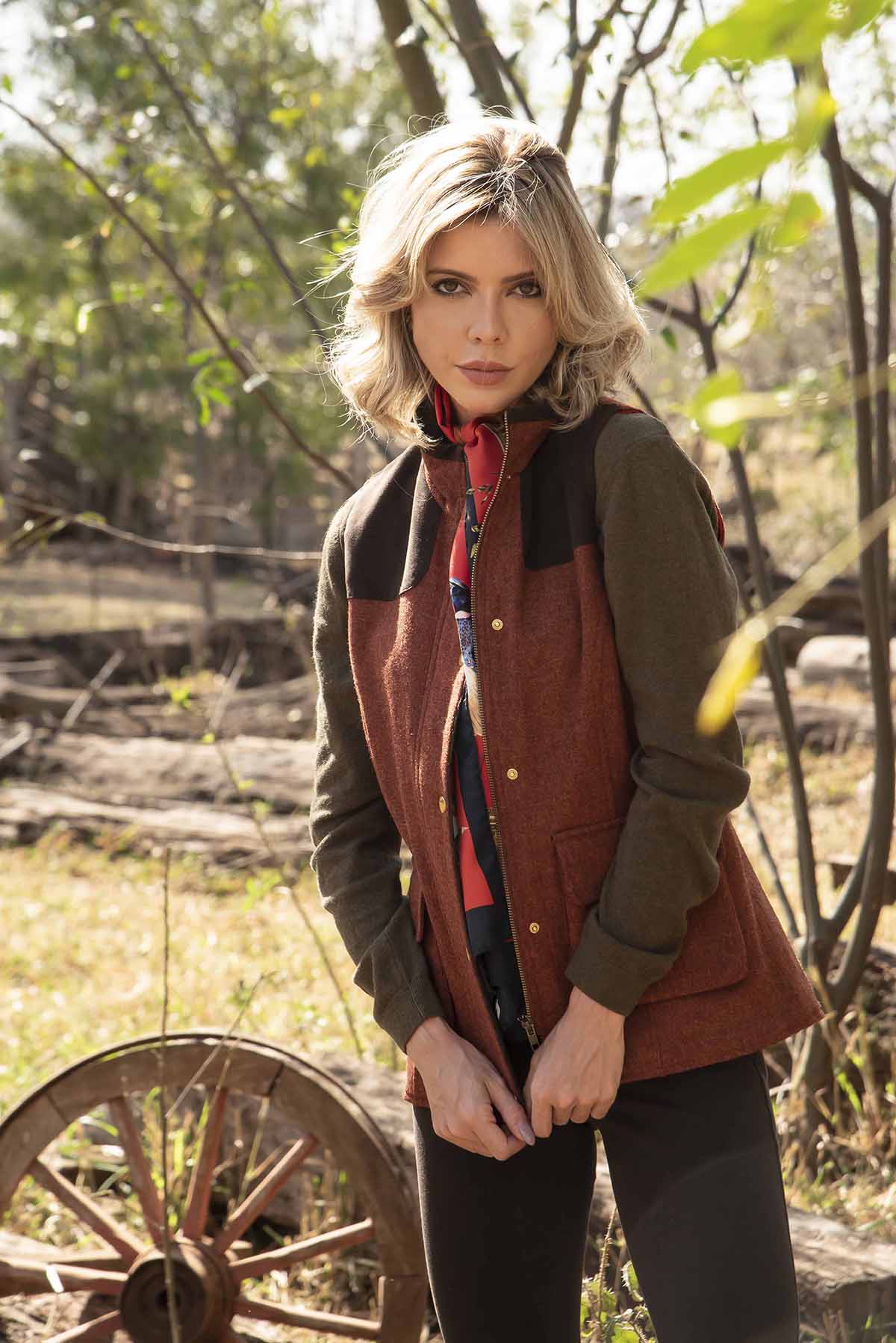 Ava Tweed Waistcoat - Plain Rust