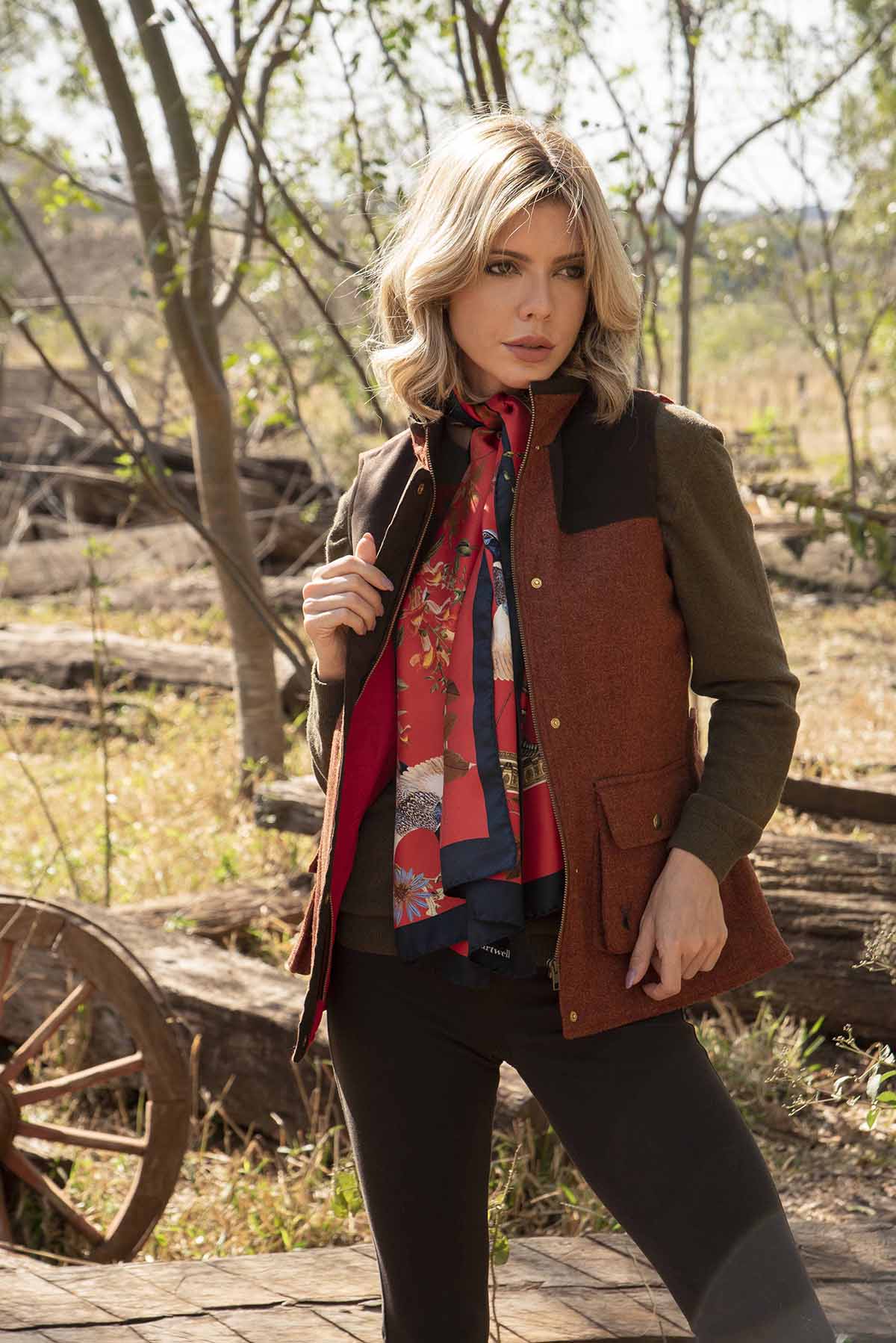 Ava Tweed Waistcoat - Plain Rust