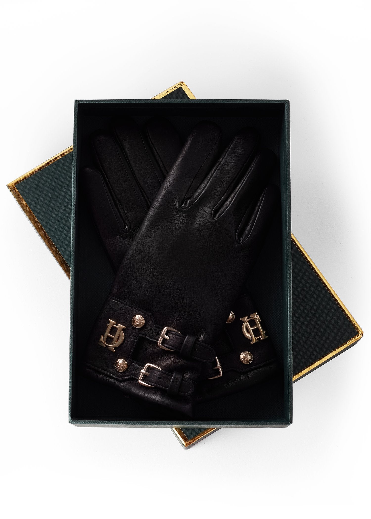 Monogram Leather Gloves - Black