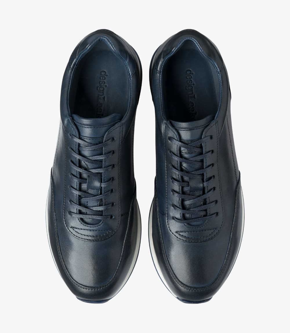 Bannister Leather Trainer - Navy