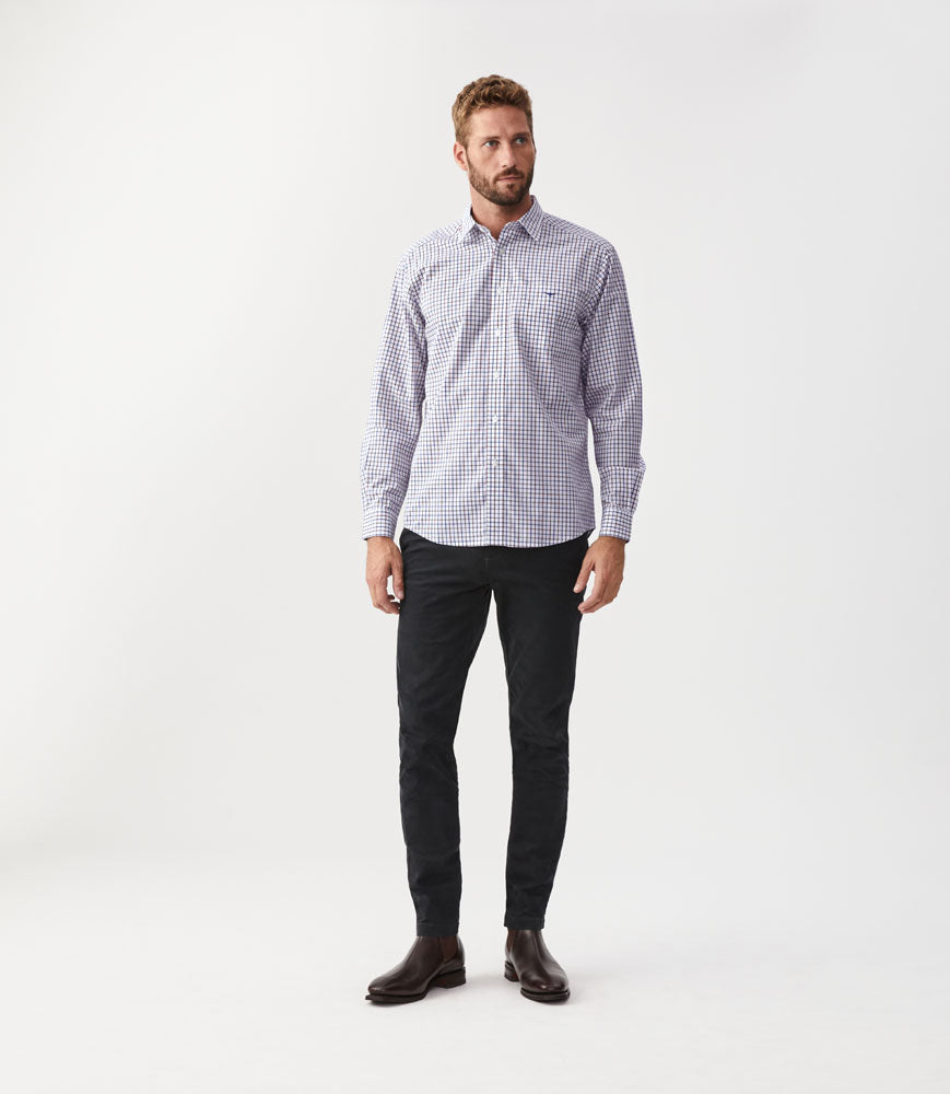 Collins Shirt - Navy/Burgundy/White