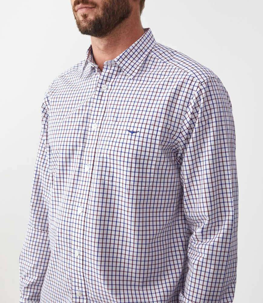Collins Shirt - Navy/Burgundy/White