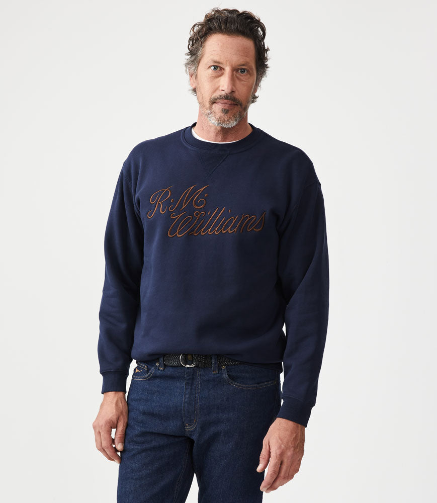 Script Crew Neck Sweater - Navy