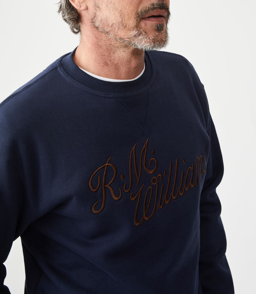 Script Crew Neck Sweater - Navy