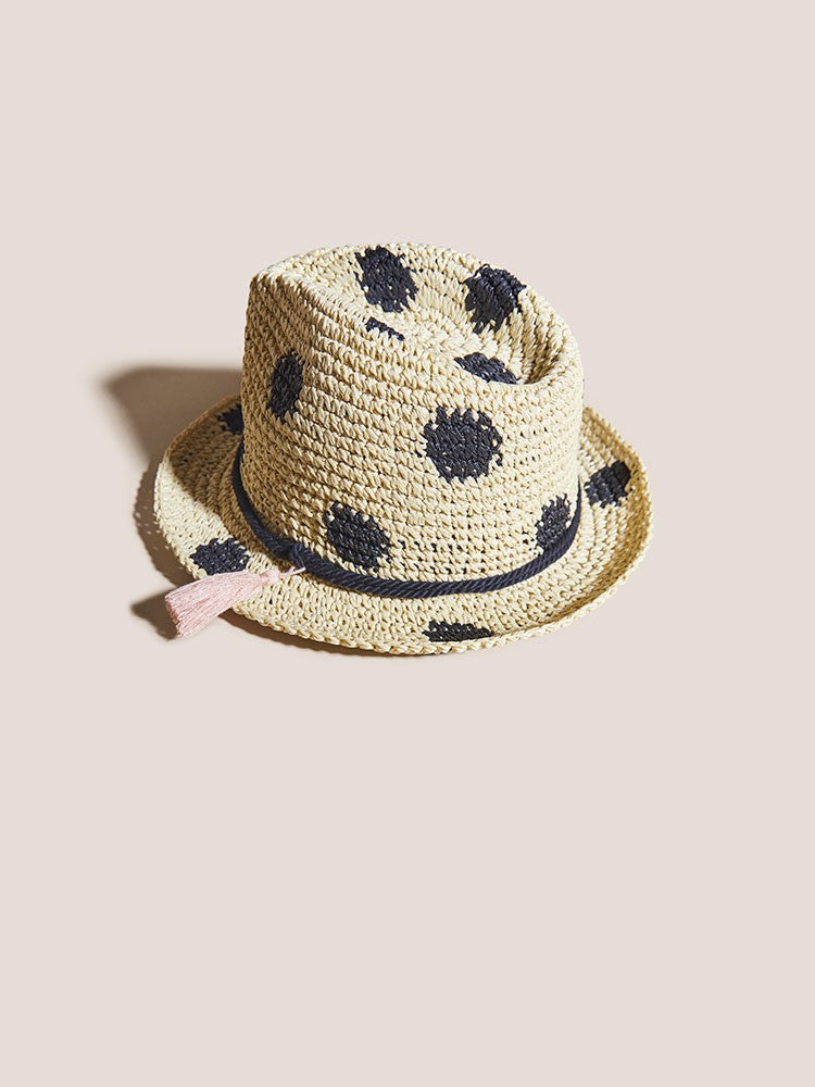 Landmark White Stuff Spot Trilby Hat in Natural Multi