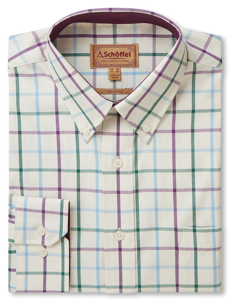 Brancaster Classic Shirt - Purple/Green/Blue Check