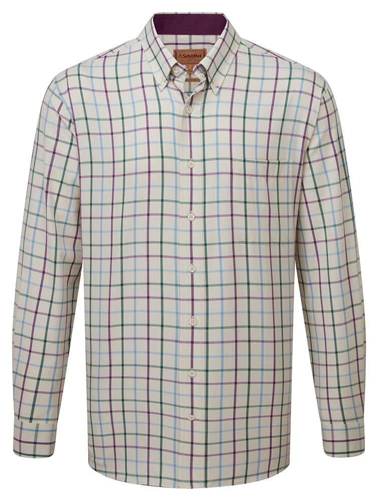 Brancaster Classic Shirt - Purple/Green/Blue Check
