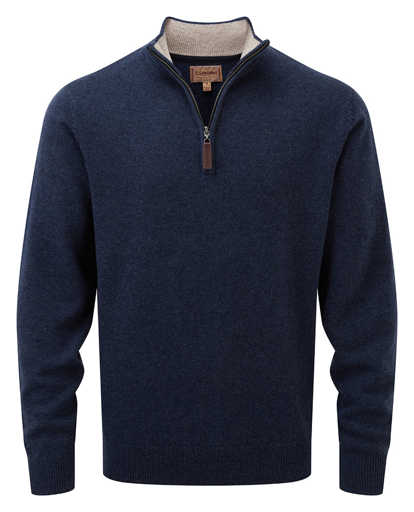 Lambswool 1/4 Zip Jumper - Indigo