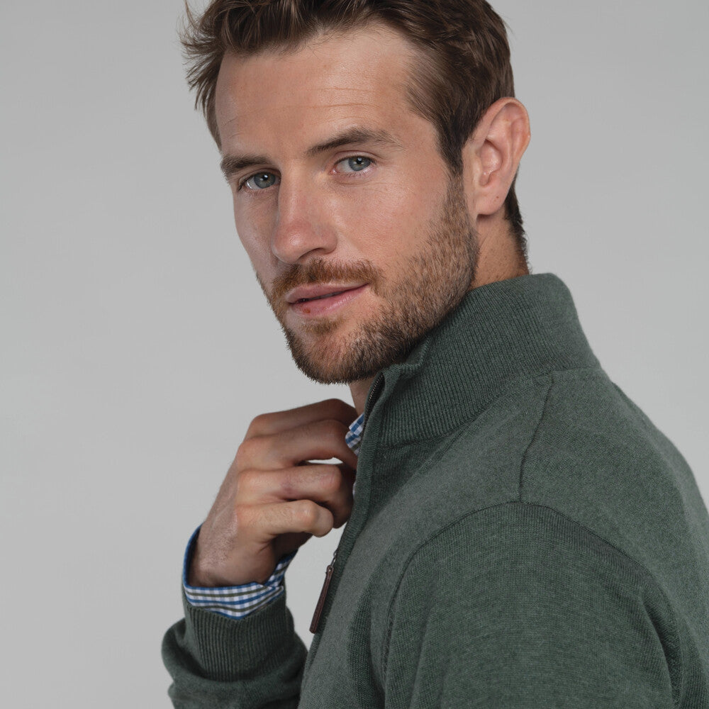 Pima Cotton 1/4 Zip - Country Green