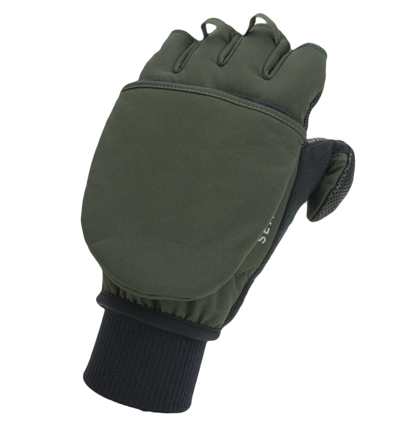 Windproof Cold Weather Convertible Mitt - Olive Green/Black