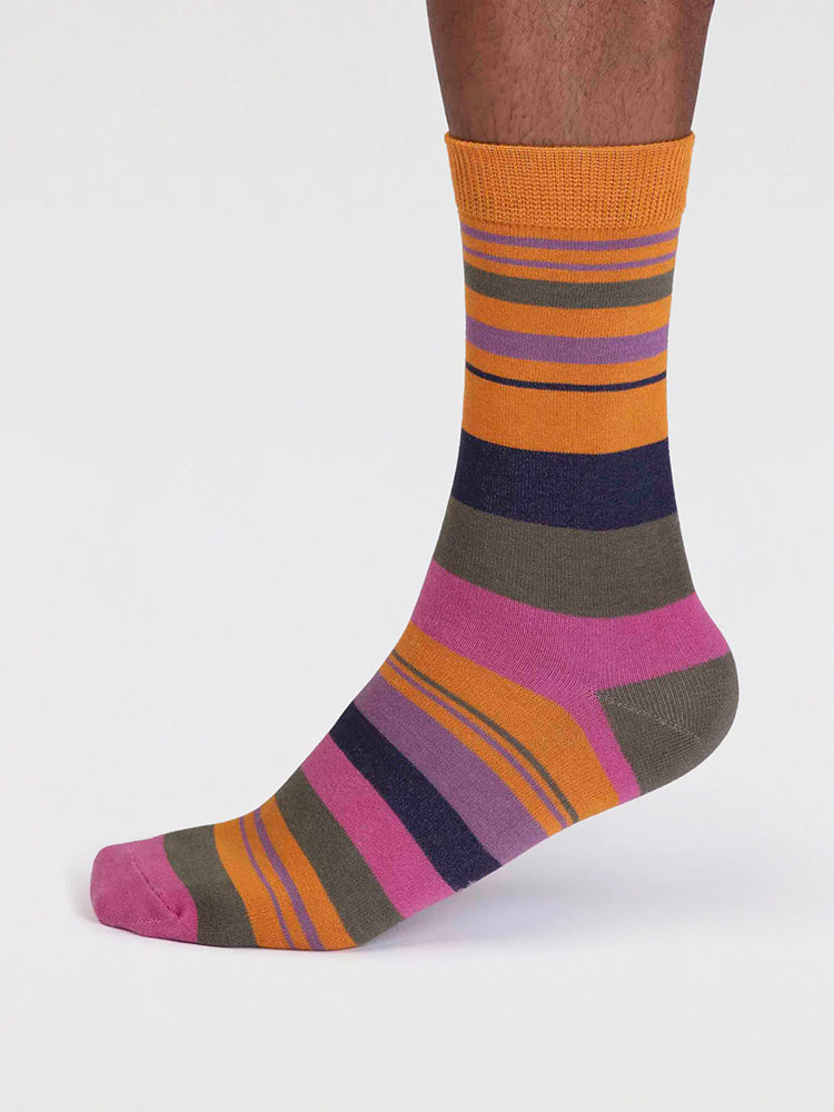 Maddock Bamboo Stripe Socks - Turmeric Yellow