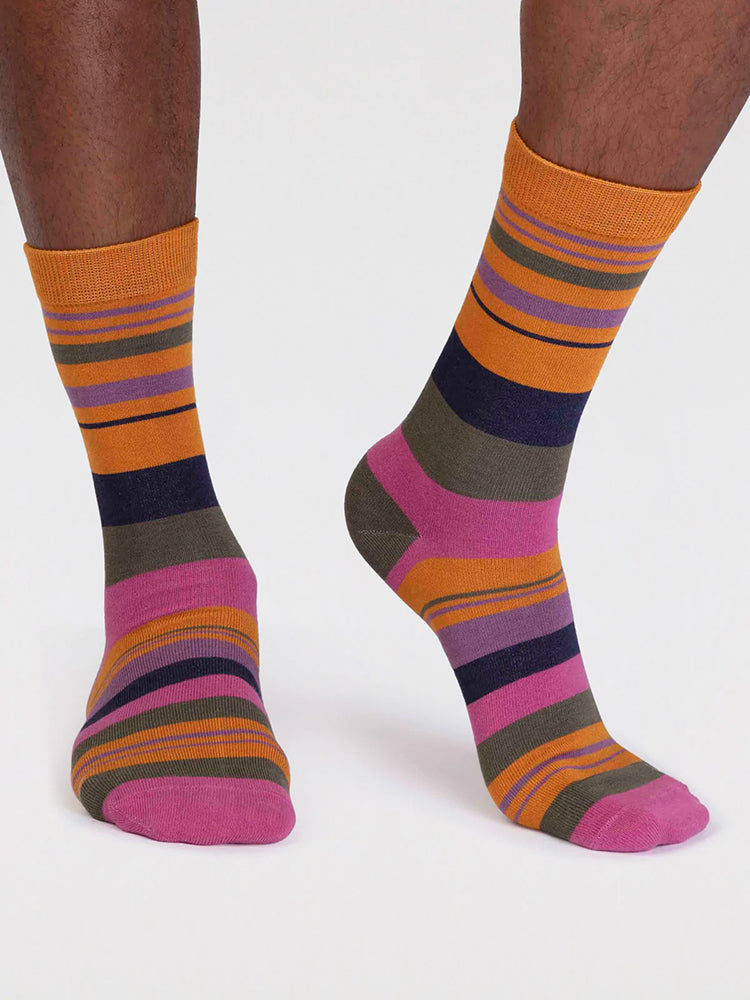 Maddock Bamboo Stripe Socks - Turmeric Yellow
