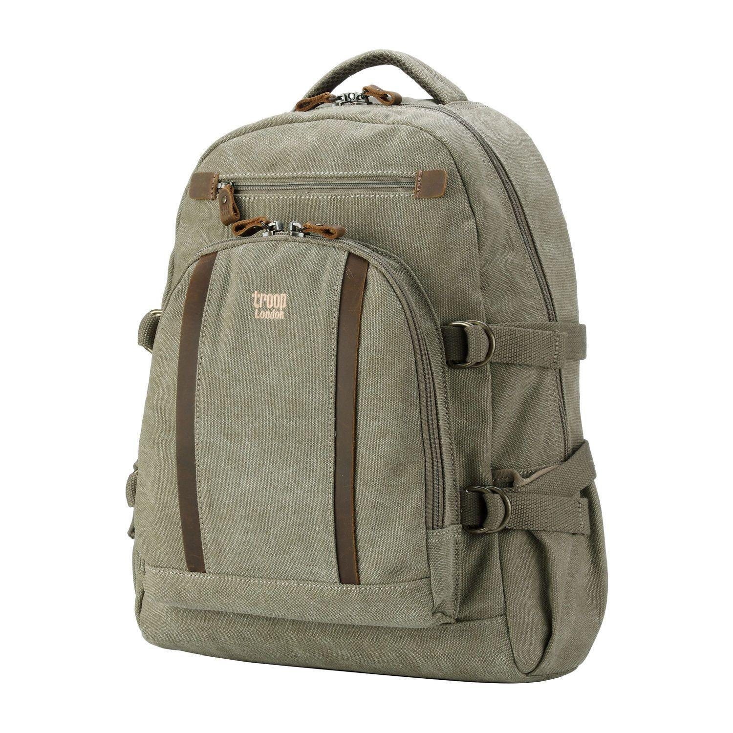 Classic Canvas Laptop Backpack - Khaki