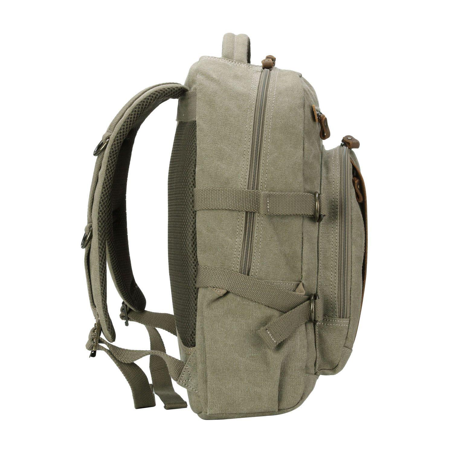 Classic Canvas Laptop Backpack - Khaki