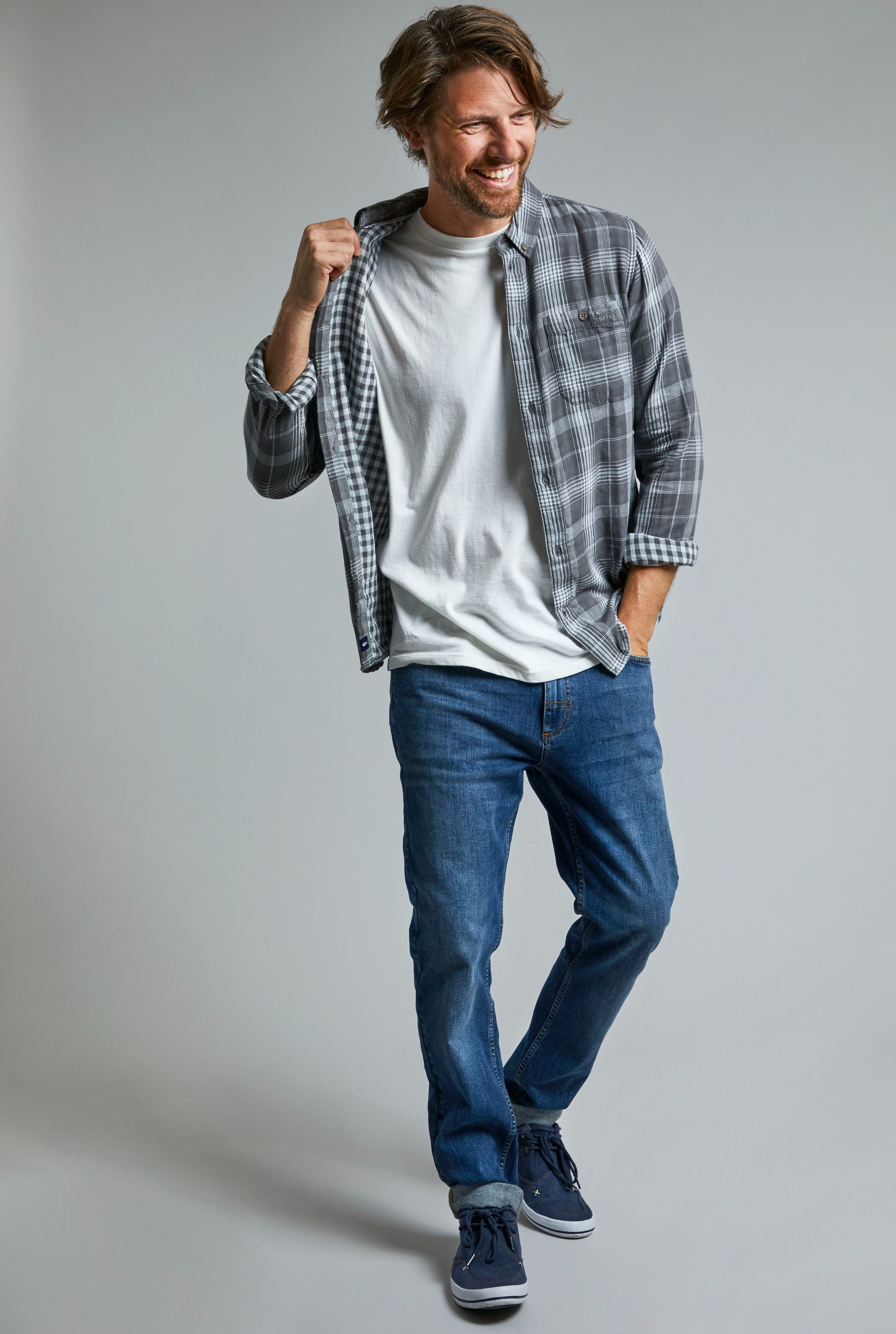 Lindale Long Sleeve Check Shirt - Cement