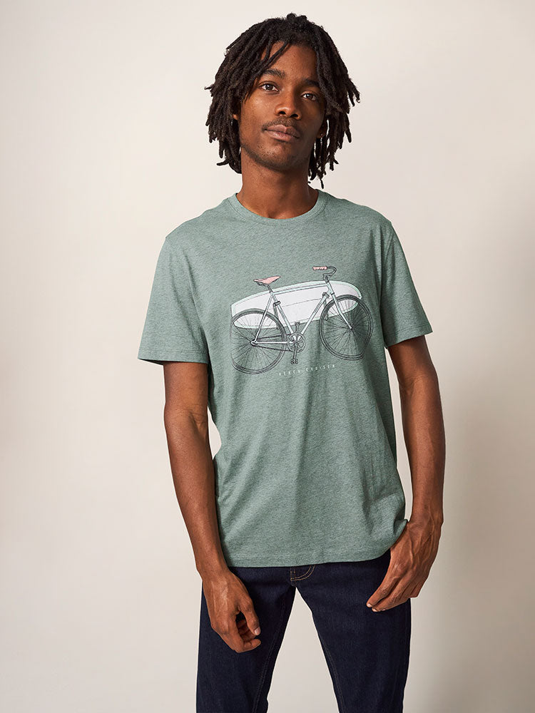 Beach Cruiser Graphic Tee - Dusky Green