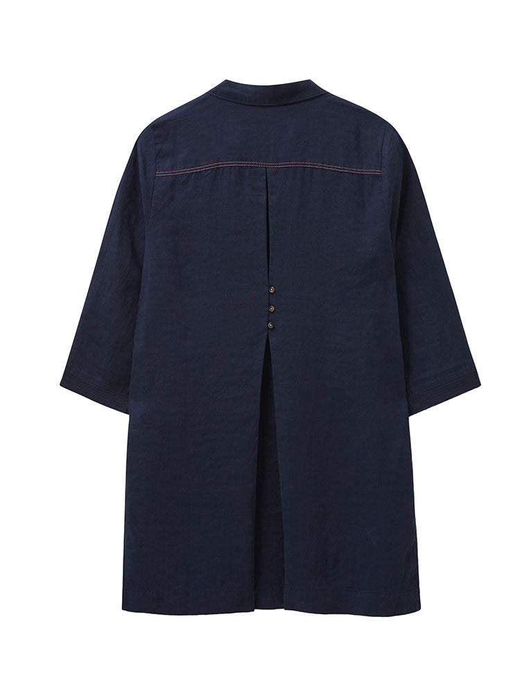 Blaire Linen Tunic - Dark Navy