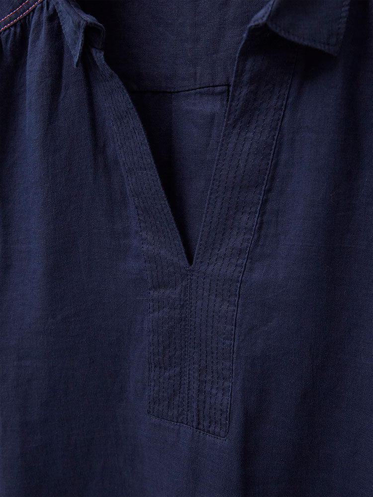 Blaire Linen Tunic - Dark Navy