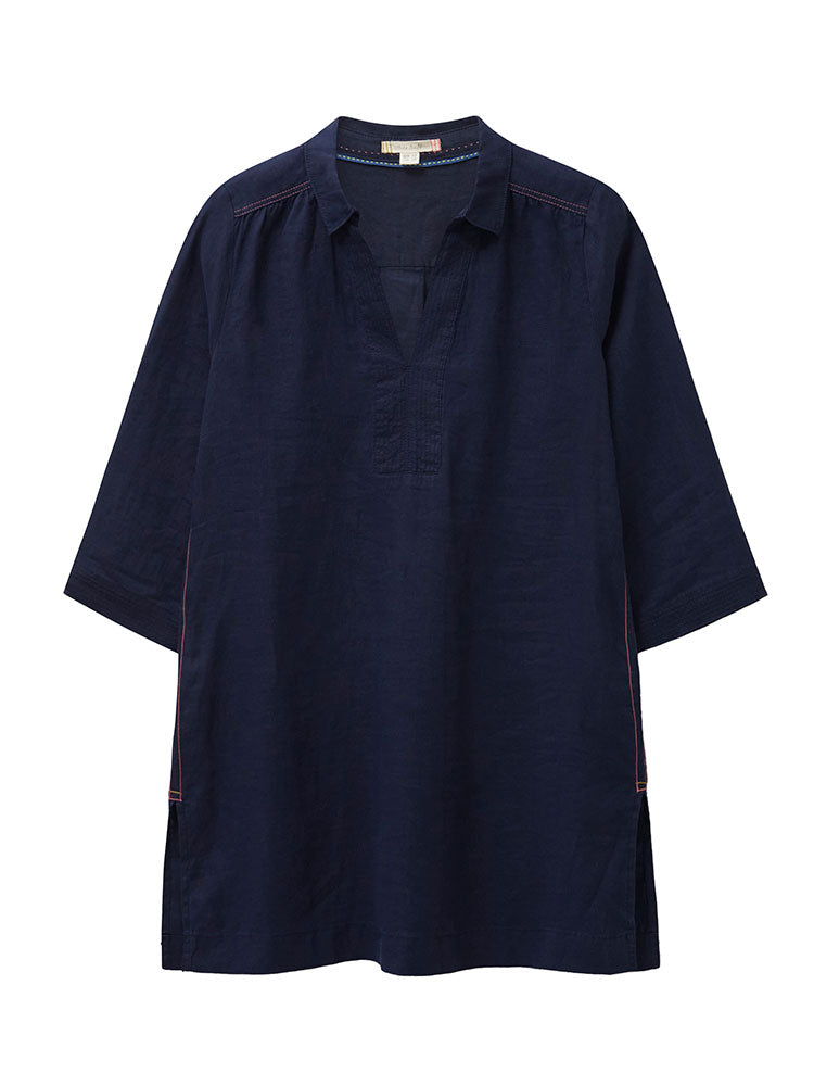 Blaire Linen Tunic - Dark Navy