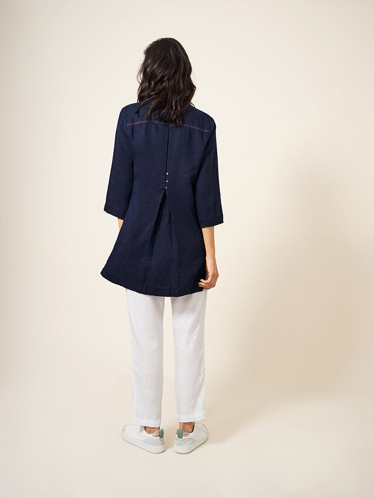Blaire Linen Tunic - Dark Navy