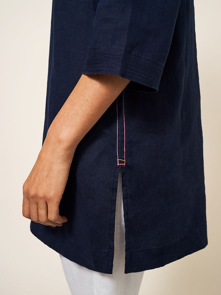 Blaire Linen Tunic - Dark Navy