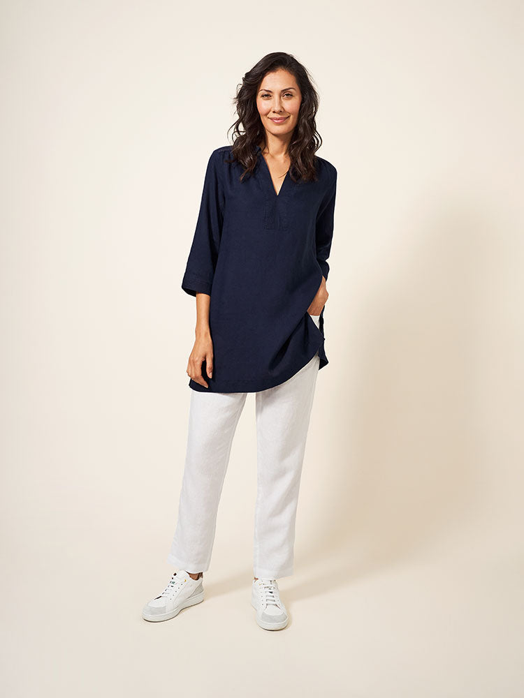 Blaire Linen Tunic - Dark Navy