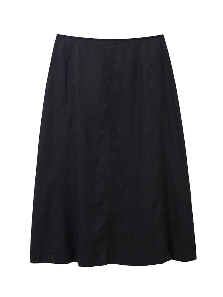 Ciara Linen Skirt - Washed Black