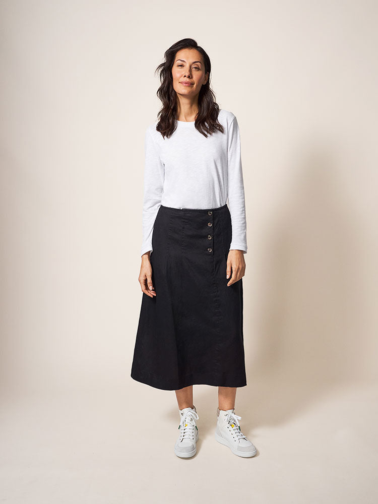 Ciara Linen Skirt - Washed Black