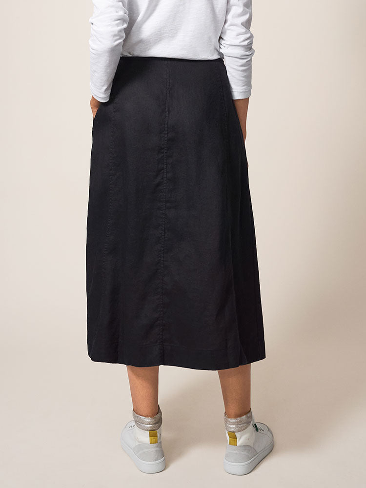 Ciara Linen Skirt - Washed Black