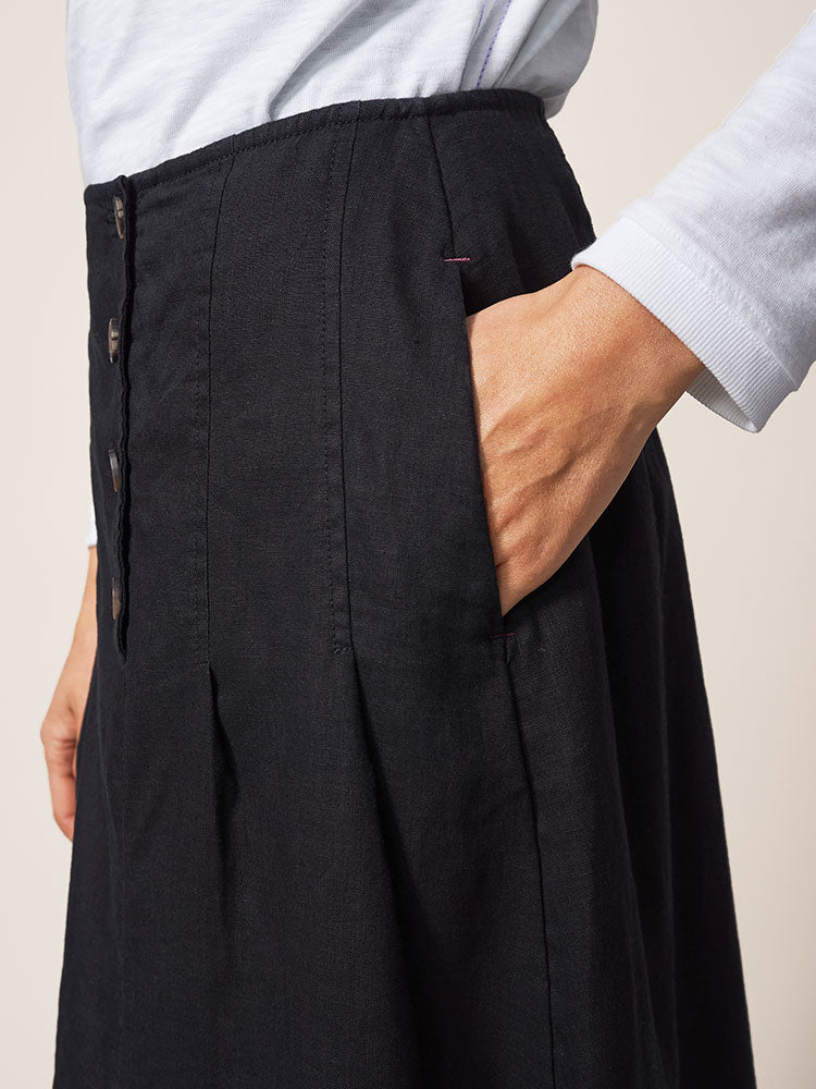 Ciara Linen Skirt - Washed Black