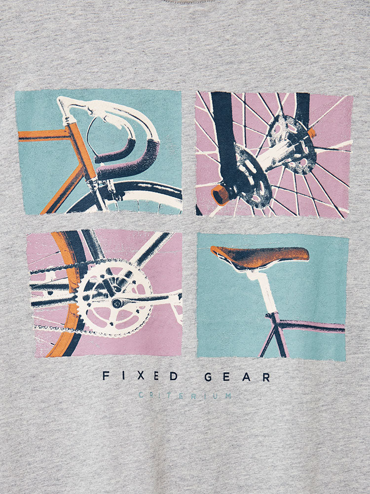 Fixed Gear Graphic Tee - Grey Marl