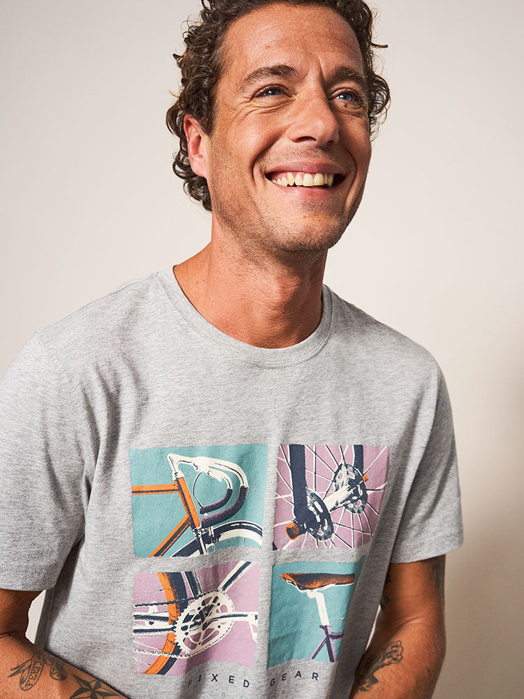 Fixed Gear Graphic Tee - Grey Marl
