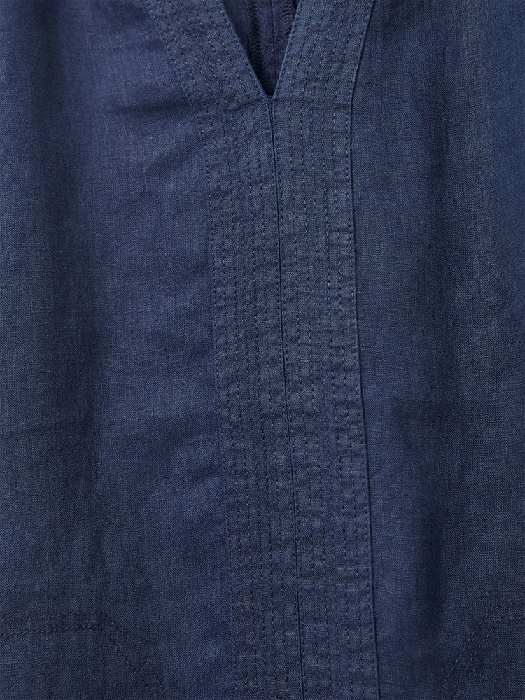 June Linen Shift Dress - Dark Navy