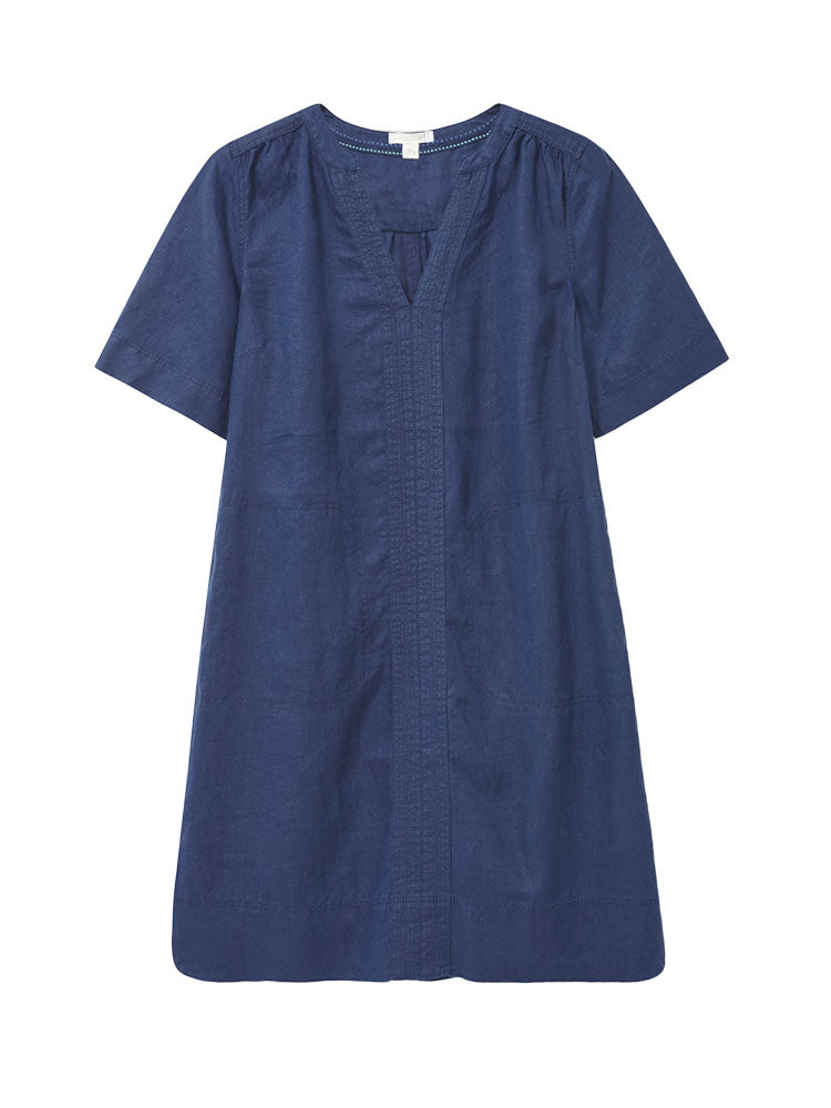 June Linen Shift Dress - Dark Navy