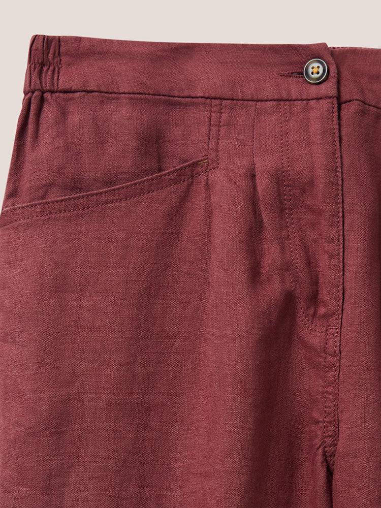 Rowena Linen Trouser - Dark Plum