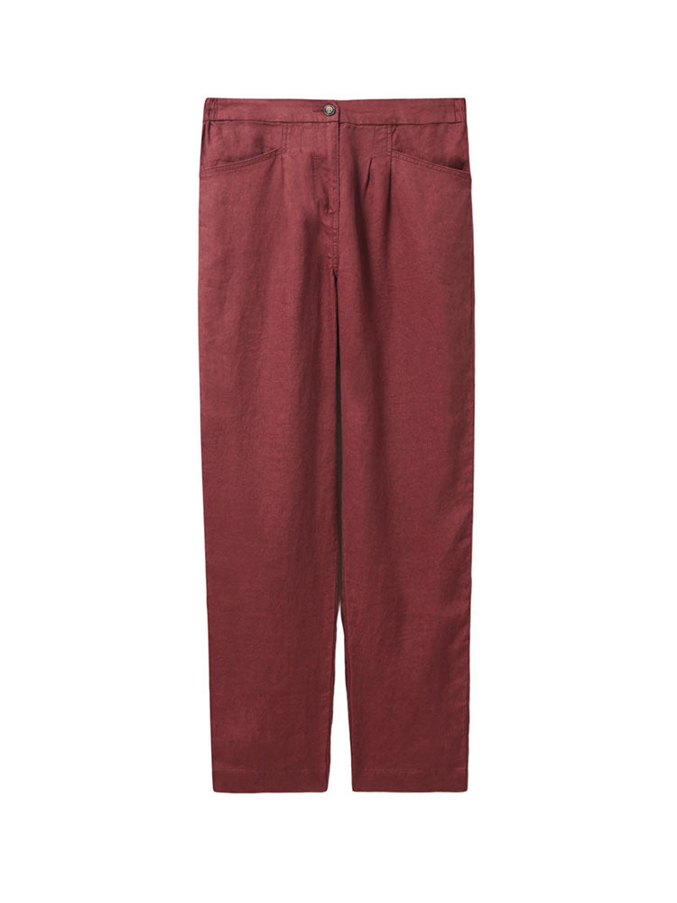 Rowena Linen Trouser - Dark Plum