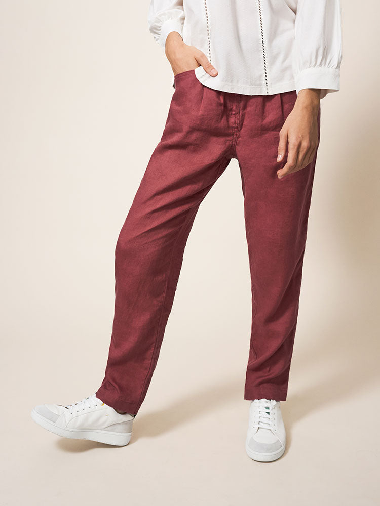 Rowena Linen Trouser - Dark Plum