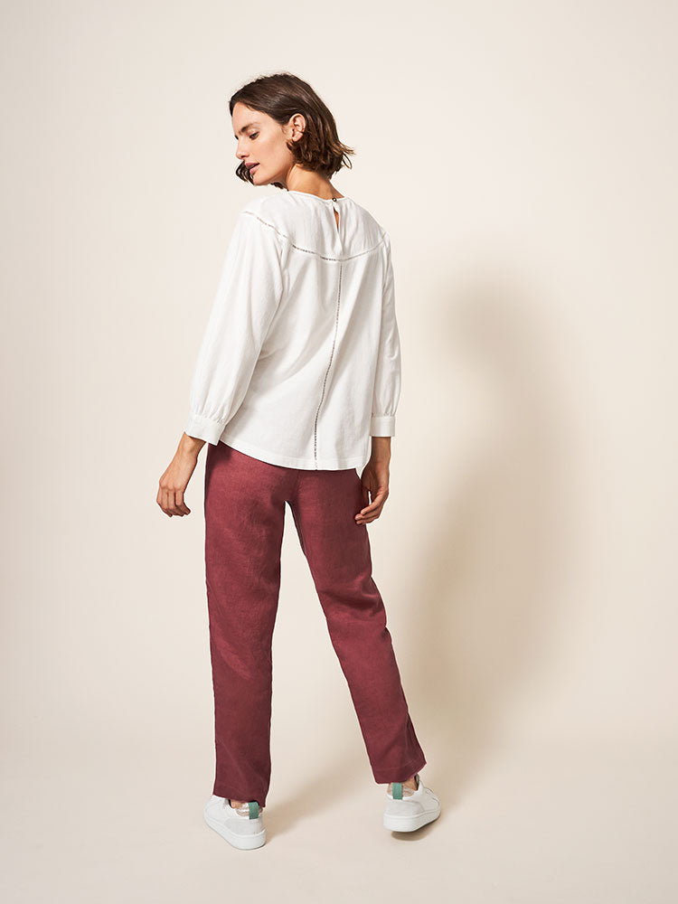 Rowena Linen Trouser - Dark Plum