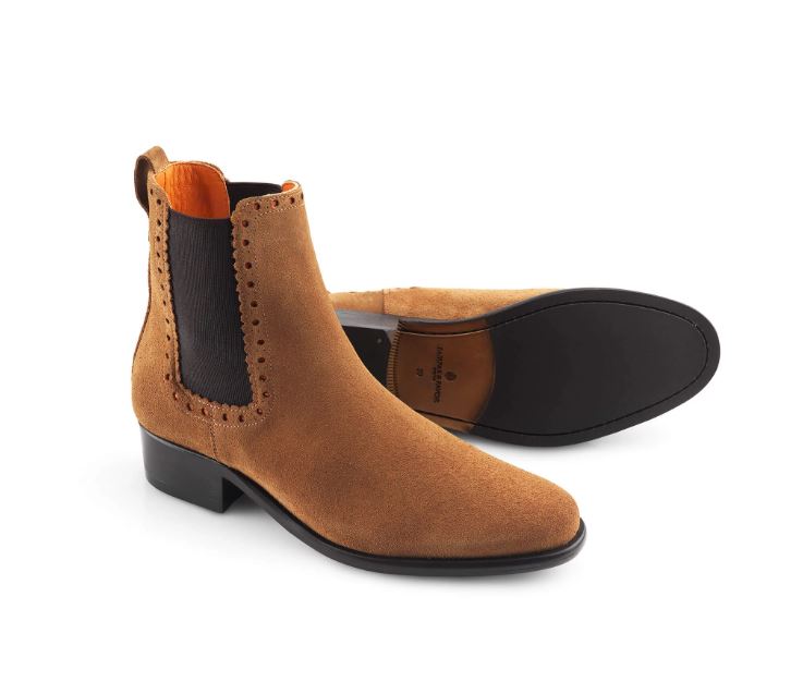 Brogued Chelsea Ankle Boots - Tan